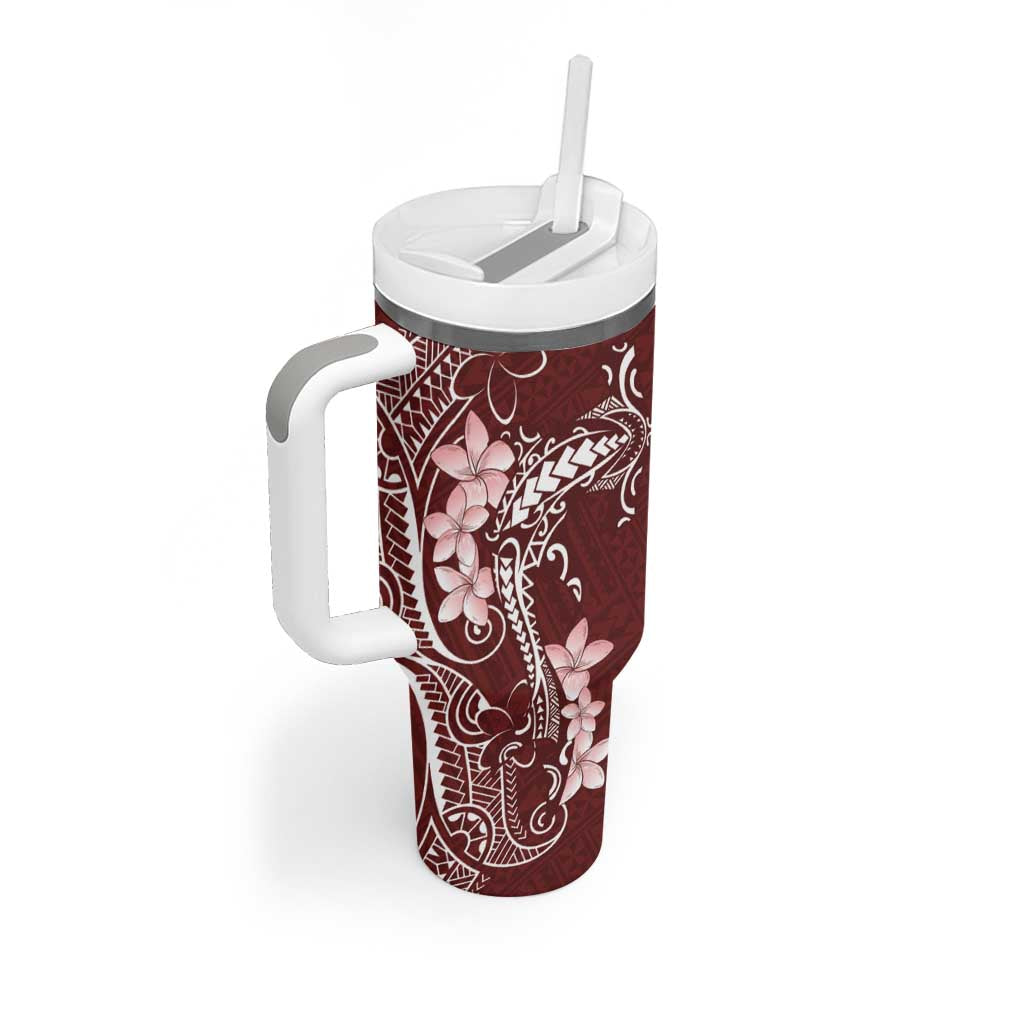 Oxblood Hawaii Tumbler With Handle Hammerhead Shark Tattoo Curve Polynesian LT14 - Polynesian Pride