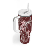 Oxblood Hawaii Tumbler With Handle Hammerhead Shark Tattoo Curve Polynesian LT14 - Polynesian Pride