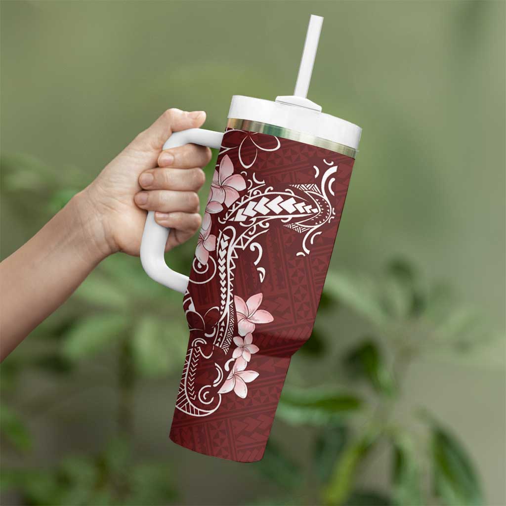 Oxblood Hawaii Tumbler With Handle Hammerhead Shark Tattoo Curve Polynesian LT14 - Polynesian Pride