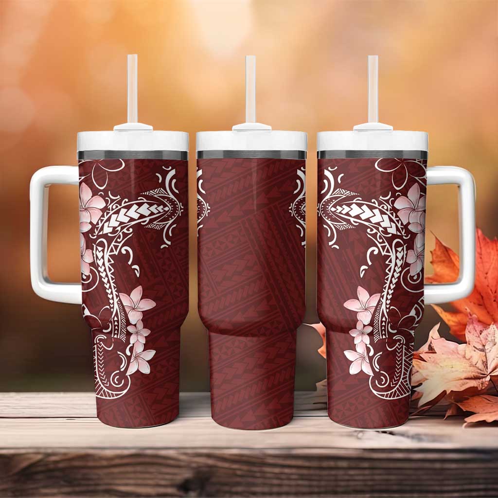 Oxblood Hawaii Tumbler With Handle Hammerhead Shark Tattoo Curve Polynesian LT14 - Polynesian Pride
