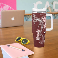 Oxblood Hawaii Tumbler With Handle Hammerhead Shark Tattoo Curve Polynesian LT14 - Polynesian Pride