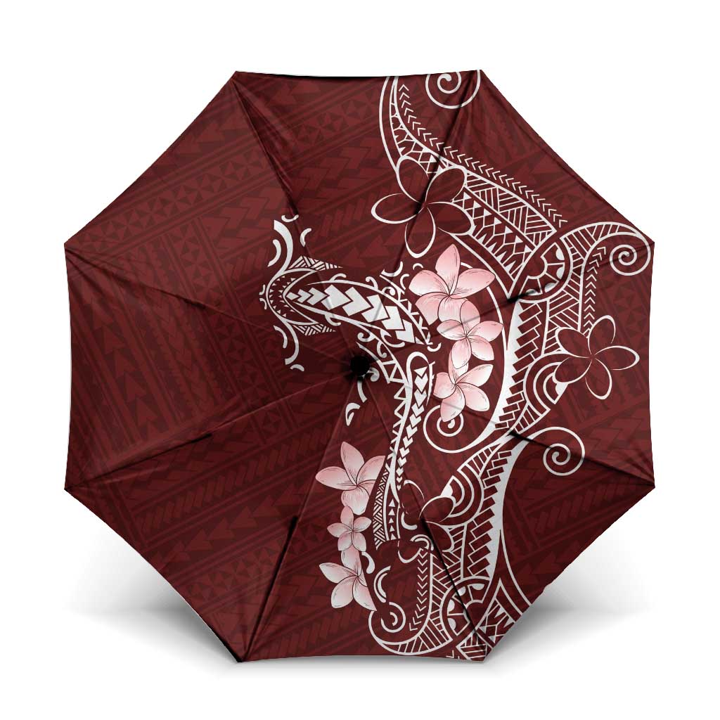 Oxblood Hawaii Umbrella Hammerhead Shark Tattoo Curve Polynesian LT14 One Size Folded 11.42 inch Opened Diameter 37.4 inch Oxblood - Polynesian Pride