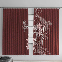 Oxblood Hawaii Window Curtain Hammerhead Shark Tattoo Curve Polynesian LT14 With Hooks Oxblood - Polynesian Pride