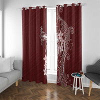 Oxblood Hawaii Window Curtain Hammerhead Shark Tattoo Curve Polynesian LT14 With Grommets Oxblood - Polynesian Pride