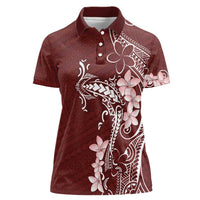 Oxblood Hawaii Women Polo Shirt Hammerhead Shark Tattoo Curve Polynesian LT14 Female Oxblood - Polynesian Pride