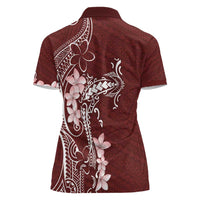 Oxblood Hawaii Women Polo Shirt Hammerhead Shark Tattoo Curve Polynesian LT14 - Polynesian Pride