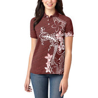 Oxblood Hawaii Women Polo Shirt Hammerhead Shark Tattoo Curve Polynesian LT14 - Polynesian Pride