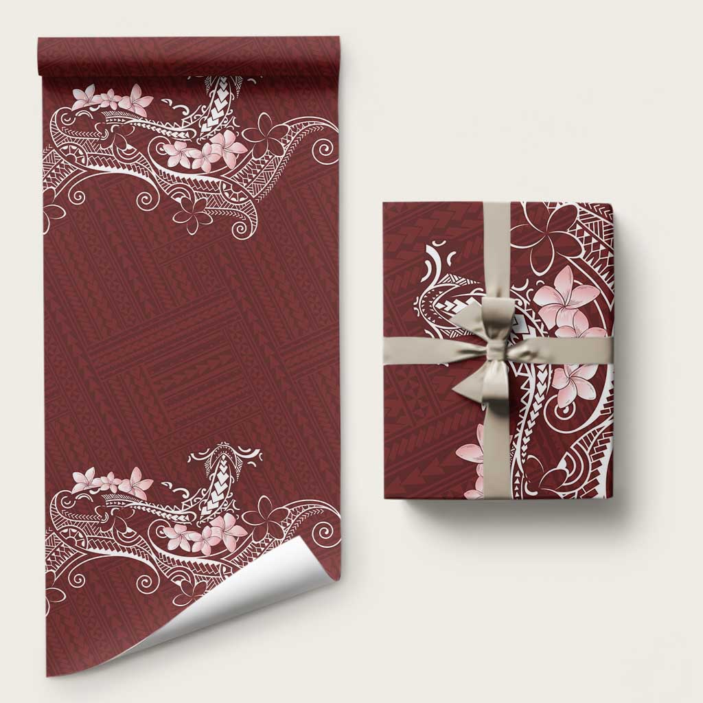 Oxblood Hawaii Wrapping Paper Hammerhead Shark Tattoo Curve Polynesian LT14 58" × 23" Oxblood - Polynesian Pride