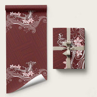 Oxblood Hawaii Wrapping Paper Hammerhead Shark Tattoo Curve Polynesian LT14 58" × 23" Oxblood - Polynesian Pride