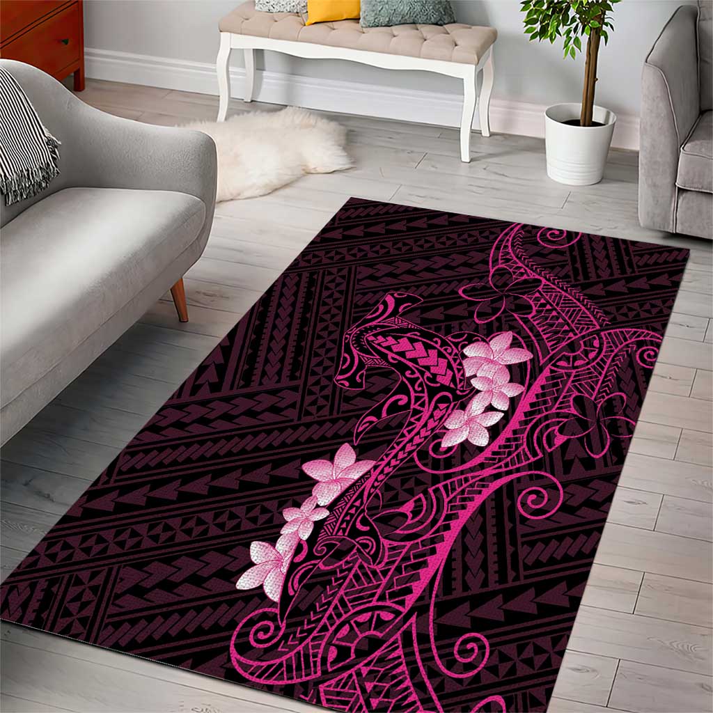 Pink Hawaii Area Rug Hammerhead Shark Tattoo Curve Polynesian LT14 - Polynesian Pride