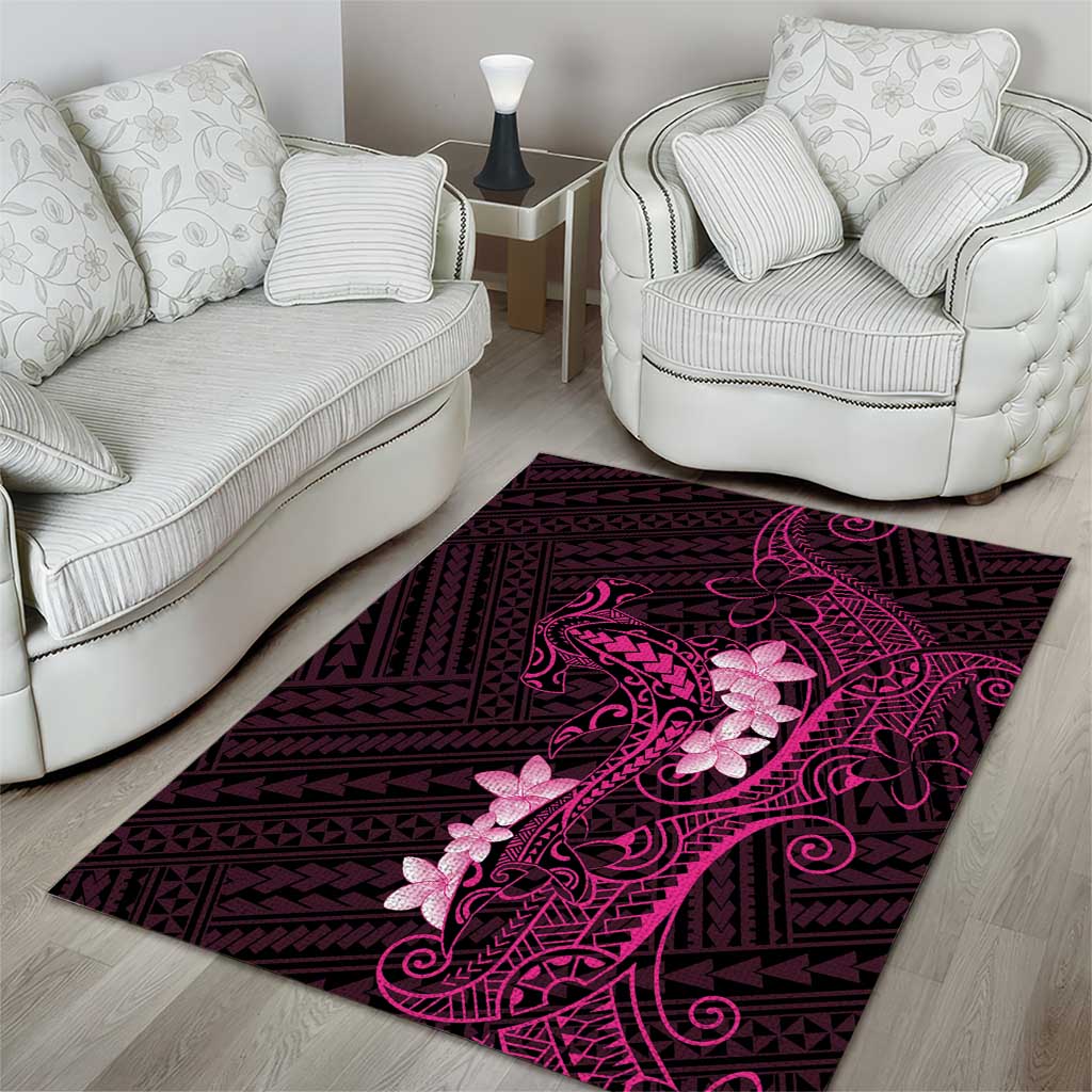 Pink Hawaii Area Rug Hammerhead Shark Tattoo Curve Polynesian LT14 - Polynesian Pride