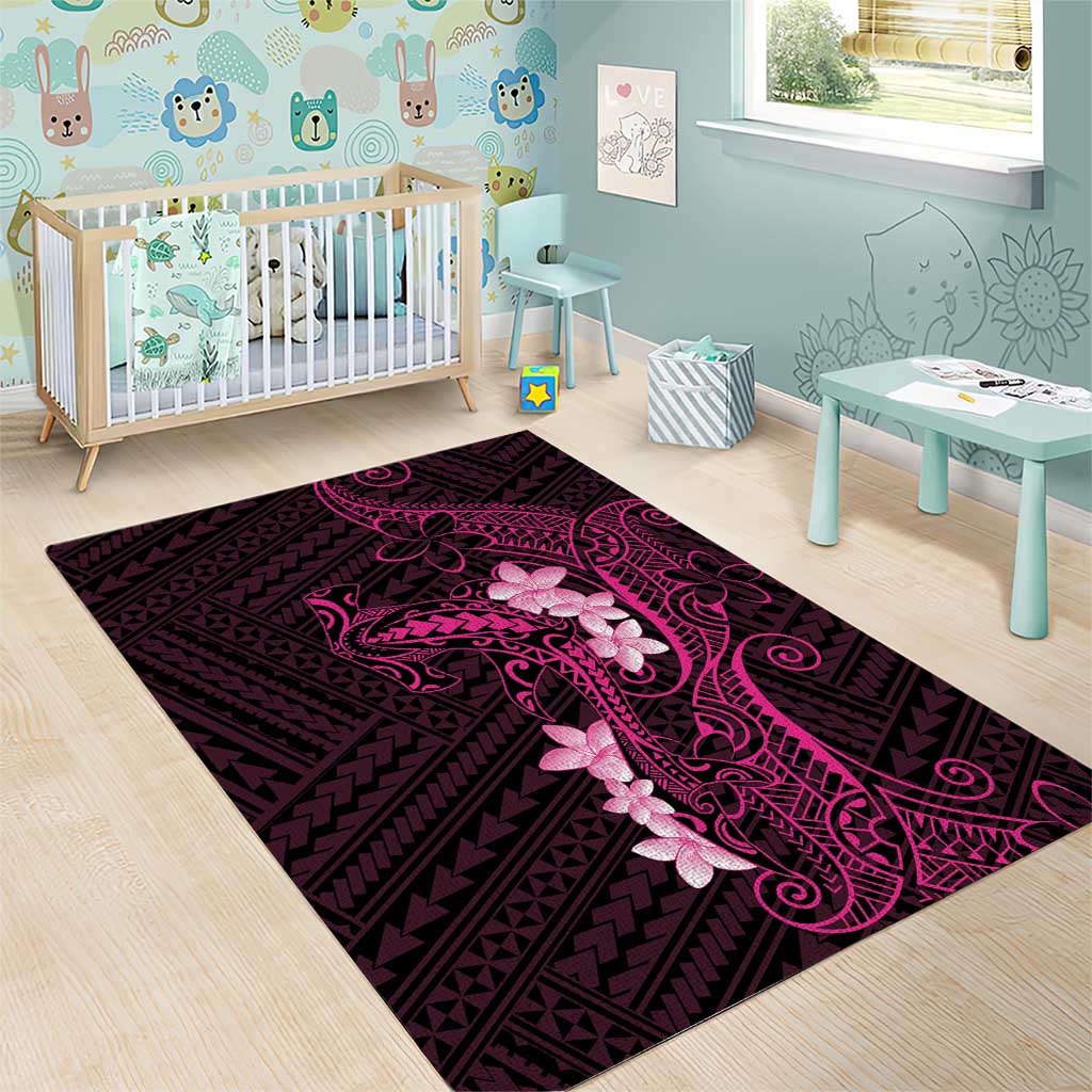 Pink Hawaii Area Rug Hammerhead Shark Tattoo Curve Polynesian LT14 - Polynesian Pride