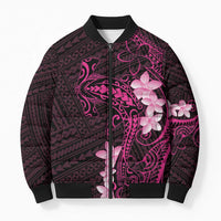 Pink Hawaii Bomber Puffer Jacket Hammerhead Shark Tattoo Curve Polynesian LT14 Unisex Pink - Polynesian Pride