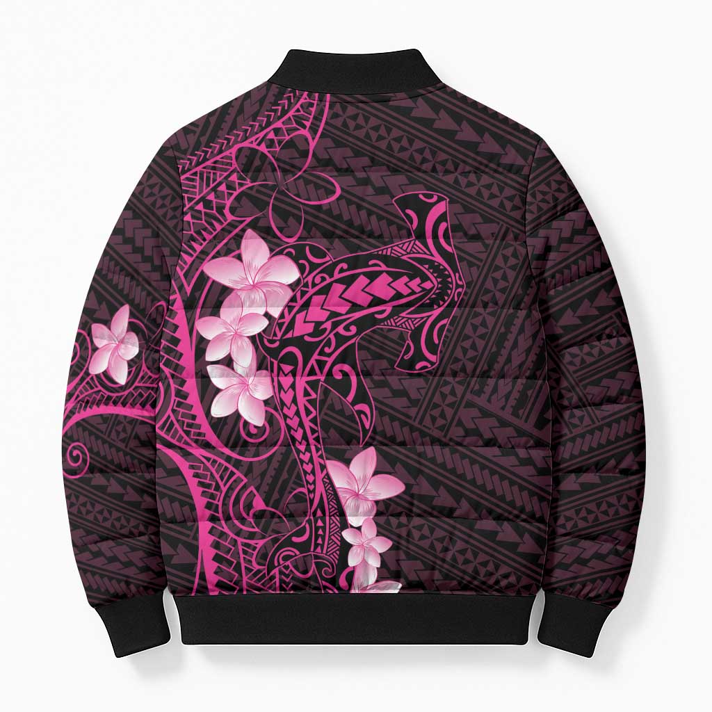 Pink Hawaii Bomber Puffer Jacket Hammerhead Shark Tattoo Curve Polynesian LT14 - Polynesian Pride