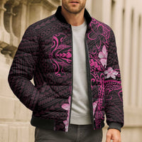 Pink Hawaii Bomber Puffer Jacket Hammerhead Shark Tattoo Curve Polynesian LT14 - Polynesian Pride