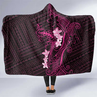 Pink Hawaii Hooded Blanket Hammerhead Shark Tattoo Curve Polynesian LT14 One Size Pink - Polynesian Pride