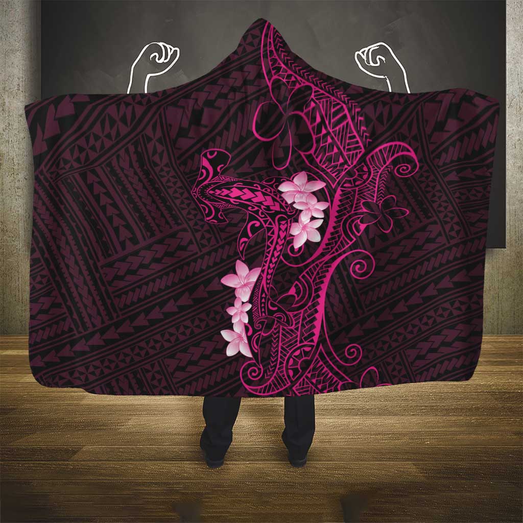 Pink Hawaii Hooded Blanket Hammerhead Shark Tattoo Curve Polynesian LT14 - Polynesian Pride