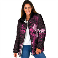 Pink Hawaii Padded Jacket Hammerhead Shark Tattoo Curve Polynesian LT14 Women Pink - Polynesian Pride