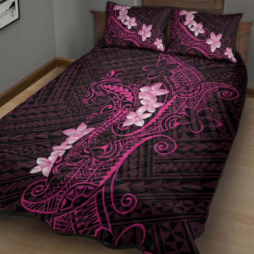 Pink Hawaii Quilt Bed Set Hammerhead Shark Tattoo Curve Polynesian LT14 - Polynesian Pride