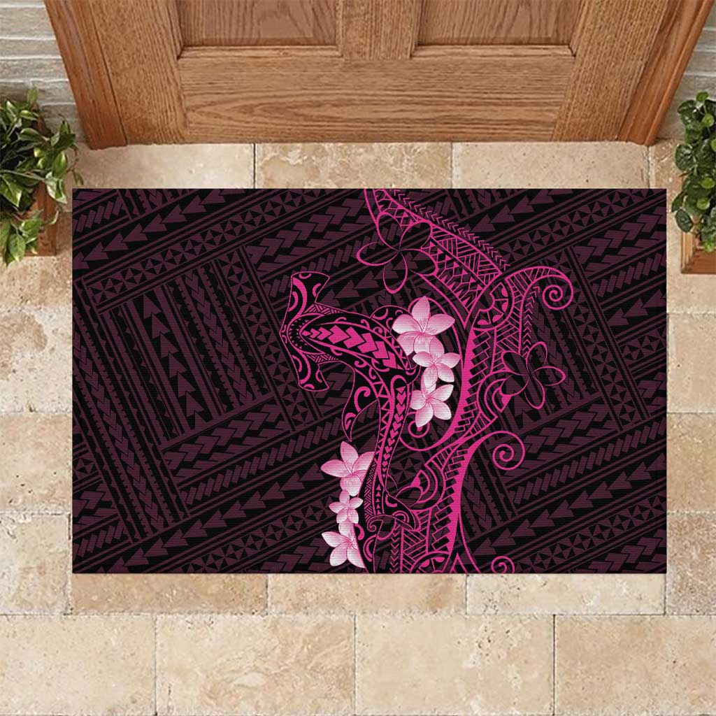 Pink Hawaii Rubber Doormat Hammerhead Shark Tattoo Curve Polynesian LT14 Pink - Polynesian Pride