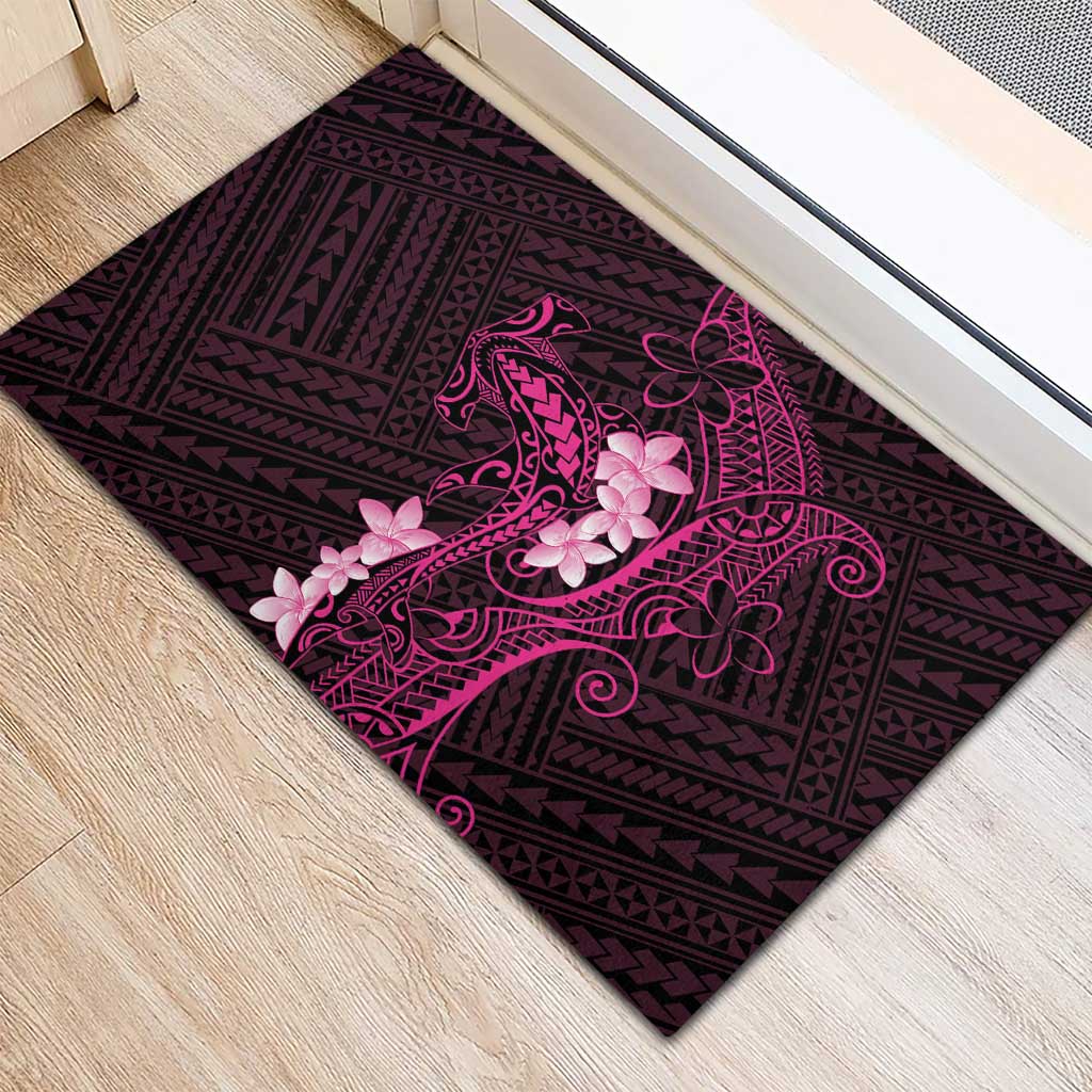 Pink Hawaii Rubber Doormat Hammerhead Shark Tattoo Curve Polynesian LT14 - Polynesian Pride