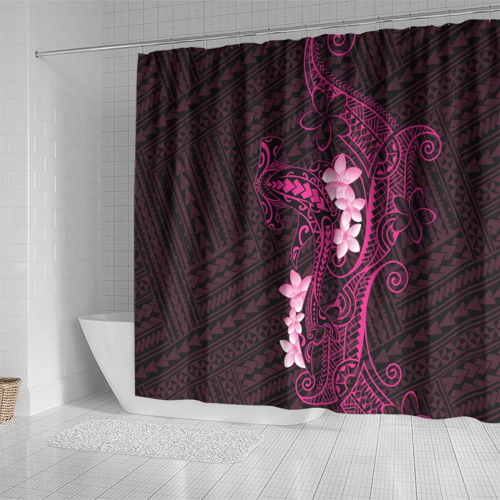 Pink Hawaii Shower Curtain Hammerhead Shark Tattoo Curve Polynesian LT14 - Polynesian Pride