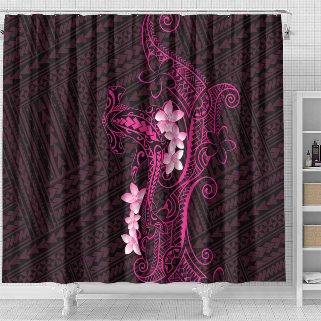 Pink Hawaii Shower Curtain Hammerhead Shark Tattoo Curve Polynesian LT14 - Polynesian Pride