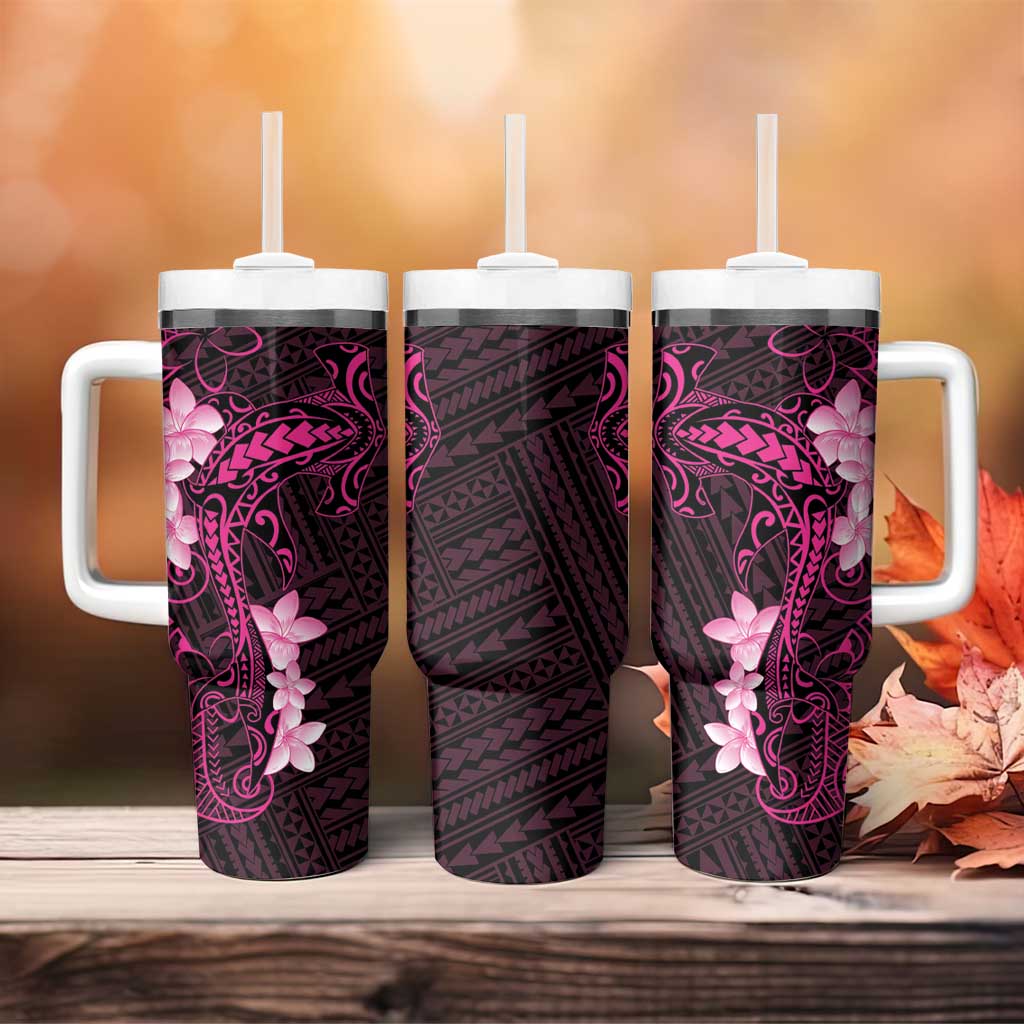 Pink Hawaii Tumbler With Handle Hammerhead Shark Tattoo Curve Polynesian LT14 - Polynesian Pride