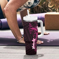 Pink Hawaii Tumbler With Handle Hammerhead Shark Tattoo Curve Polynesian LT14 - Polynesian Pride