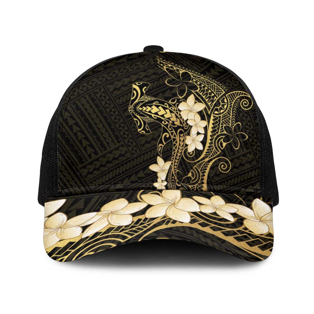 Black and Gold Hawaii Baseball Net Cap Hammerhead Shark Tattoo Curve Polynesian LT14 One Size Black Black - Polynesian Pride