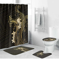 Black and Gold Hawaii Bathroom Set Hammerhead Shark Tattoo Curve Polynesian LT14 Bathroom Set (4 pcs) Black - Polynesian Pride