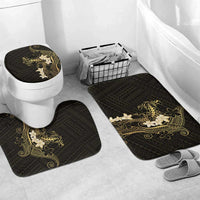 Black and Gold Hawaii Bathroom Set Hammerhead Shark Tattoo Curve Polynesian LT14 Mat Set Only (3 pcs) One Size Black - Polynesian Pride