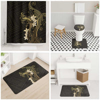 Black and Gold Hawaii Bathroom Set Hammerhead Shark Tattoo Curve Polynesian LT14 - Polynesian Pride