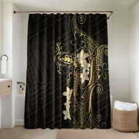 Black and Gold Hawaii Bathroom Set Hammerhead Shark Tattoo Curve Polynesian LT14 Shower Curtain Only Black - Polynesian Pride