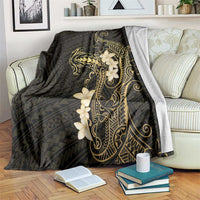 Black and Gold Hawaii Blanket Hammerhead Shark Tattoo Curve Polynesian LT14 Black - Polynesian Pride