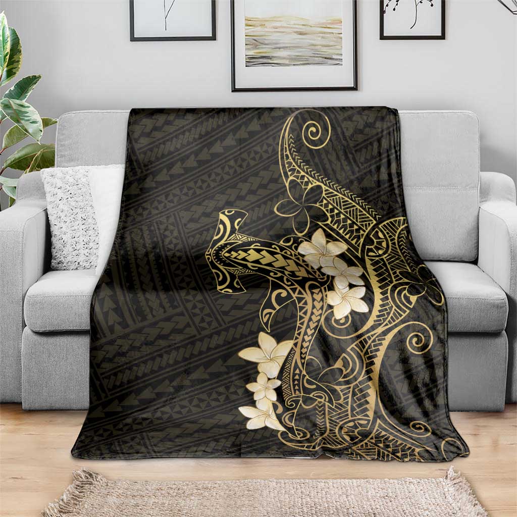 Black and Gold Hawaii Blanket Hammerhead Shark Tattoo Curve Polynesian LT14 - Polynesian Pride