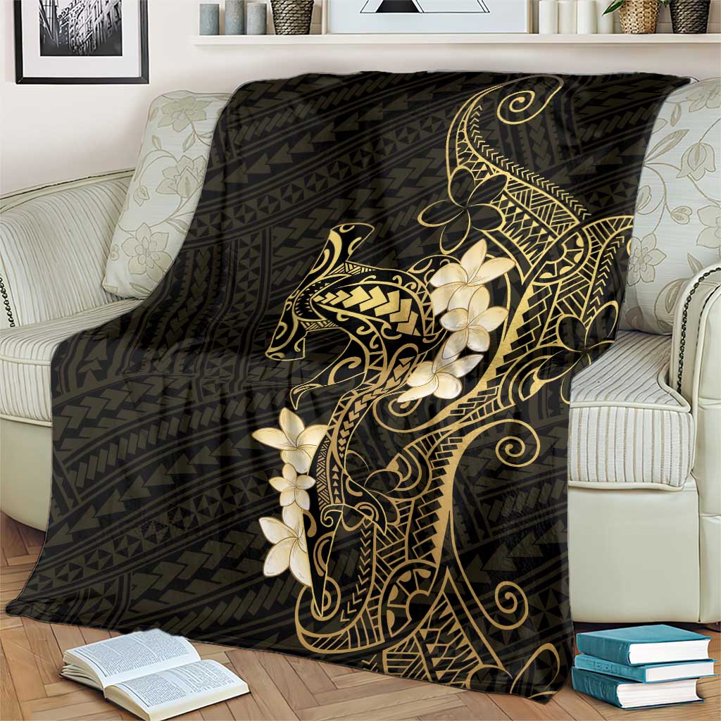 Black and Gold Hawaii Blanket Hammerhead Shark Tattoo Curve Polynesian LT14 - Polynesian Pride