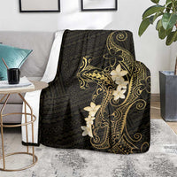 Black and Gold Hawaii Blanket Hammerhead Shark Tattoo Curve Polynesian LT14 - Polynesian Pride