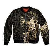 Black and Gold Hawaii Bomber Jacket Hammerhead Shark Tattoo Curve Polynesian LT14 Unisex Black - Polynesian Pride