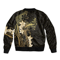 Black and Gold Hawaii Bomber Jacket Hammerhead Shark Tattoo Curve Polynesian LT14 - Polynesian Pride