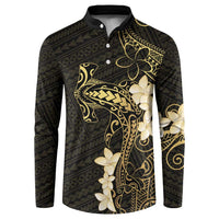 Black and Gold Hawaii Button Sweatshirt Hammerhead Shark Tattoo Curve Polynesian LT14 Black - Polynesian Pride