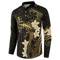 Black and Gold Hawaii Button Sweatshirt Hammerhead Shark Tattoo Curve Polynesian LT14 - Polynesian Pride