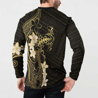 Black and Gold Hawaii Button Sweatshirt Hammerhead Shark Tattoo Curve Polynesian LT14 - Polynesian Pride
