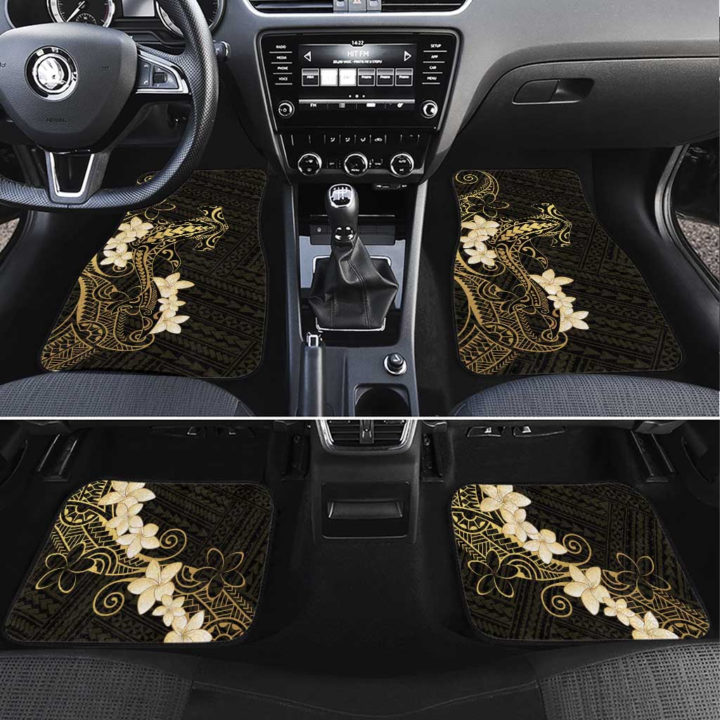 Black and Gold Hawaii Car Mats Hammerhead Shark Tattoo Curve Polynesian LT14 Set 4pcs Black - Polynesian Pride