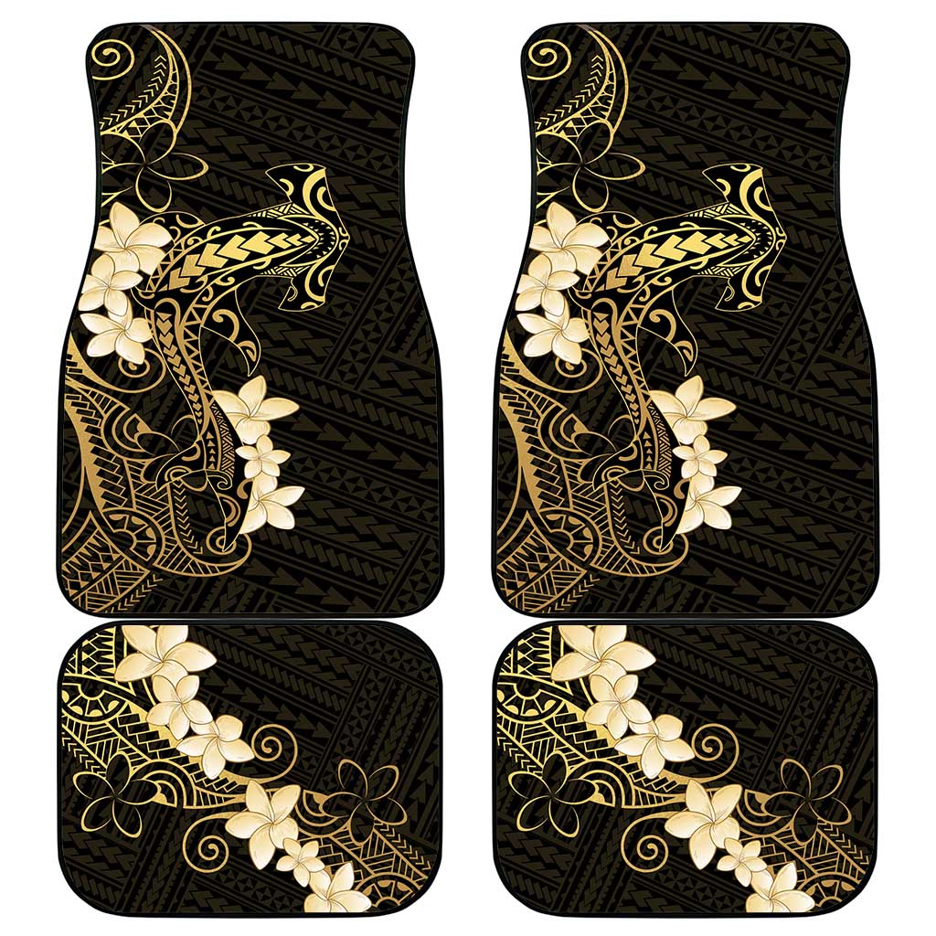 Black and Gold Hawaii Car Mats Hammerhead Shark Tattoo Curve Polynesian LT14 - Polynesian Pride