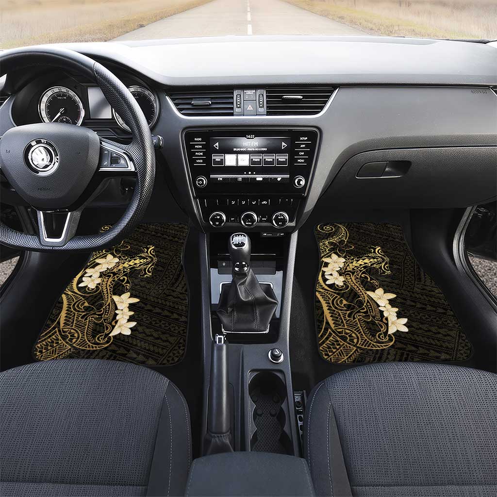 Black and Gold Hawaii Car Mats Hammerhead Shark Tattoo Curve Polynesian LT14 Set 2pcs - Front Black - Polynesian Pride
