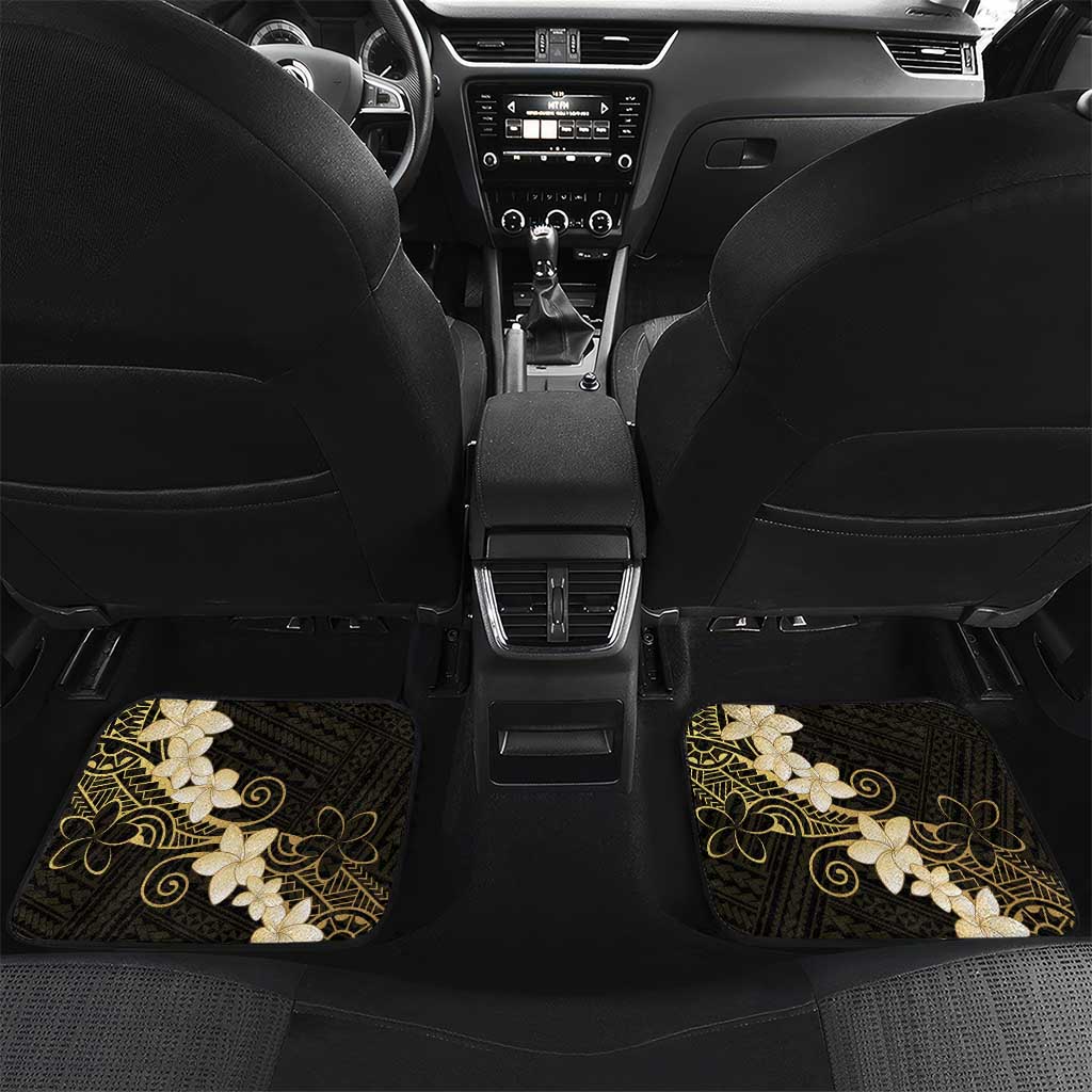 Black and Gold Hawaii Car Mats Hammerhead Shark Tattoo Curve Polynesian LT14 Set 2pcs - Back Black - Polynesian Pride