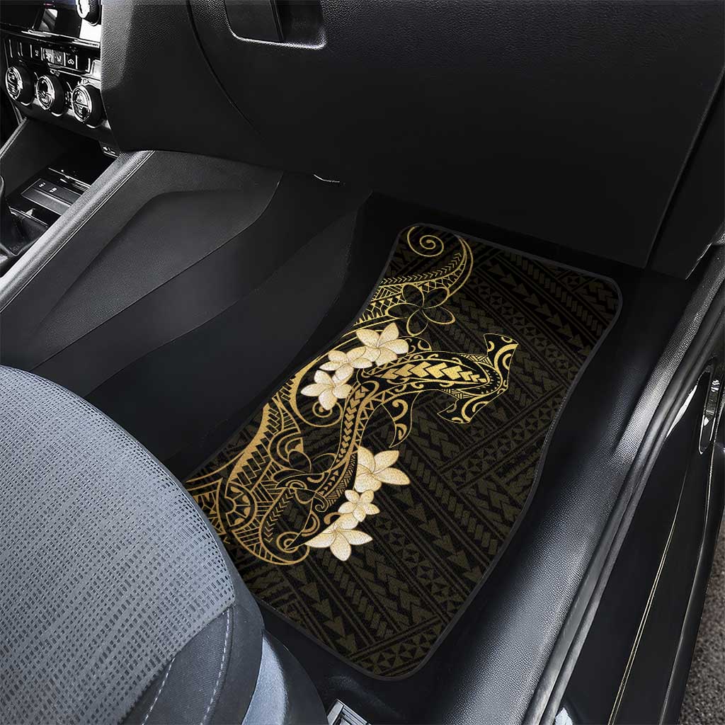 Black and Gold Hawaii Car Mats Hammerhead Shark Tattoo Curve Polynesian LT14 - Polynesian Pride