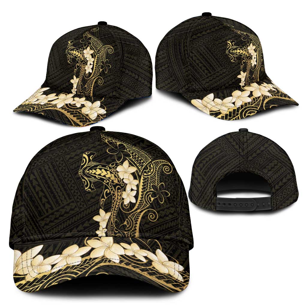 Black and Gold Hawaii Classic Cap Hammerhead Shark Tattoo Curve Polynesian LT14 - Polynesian Pride