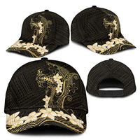 Black and Gold Hawaii Classic Cap Hammerhead Shark Tattoo Curve Polynesian LT14 - Polynesian Pride